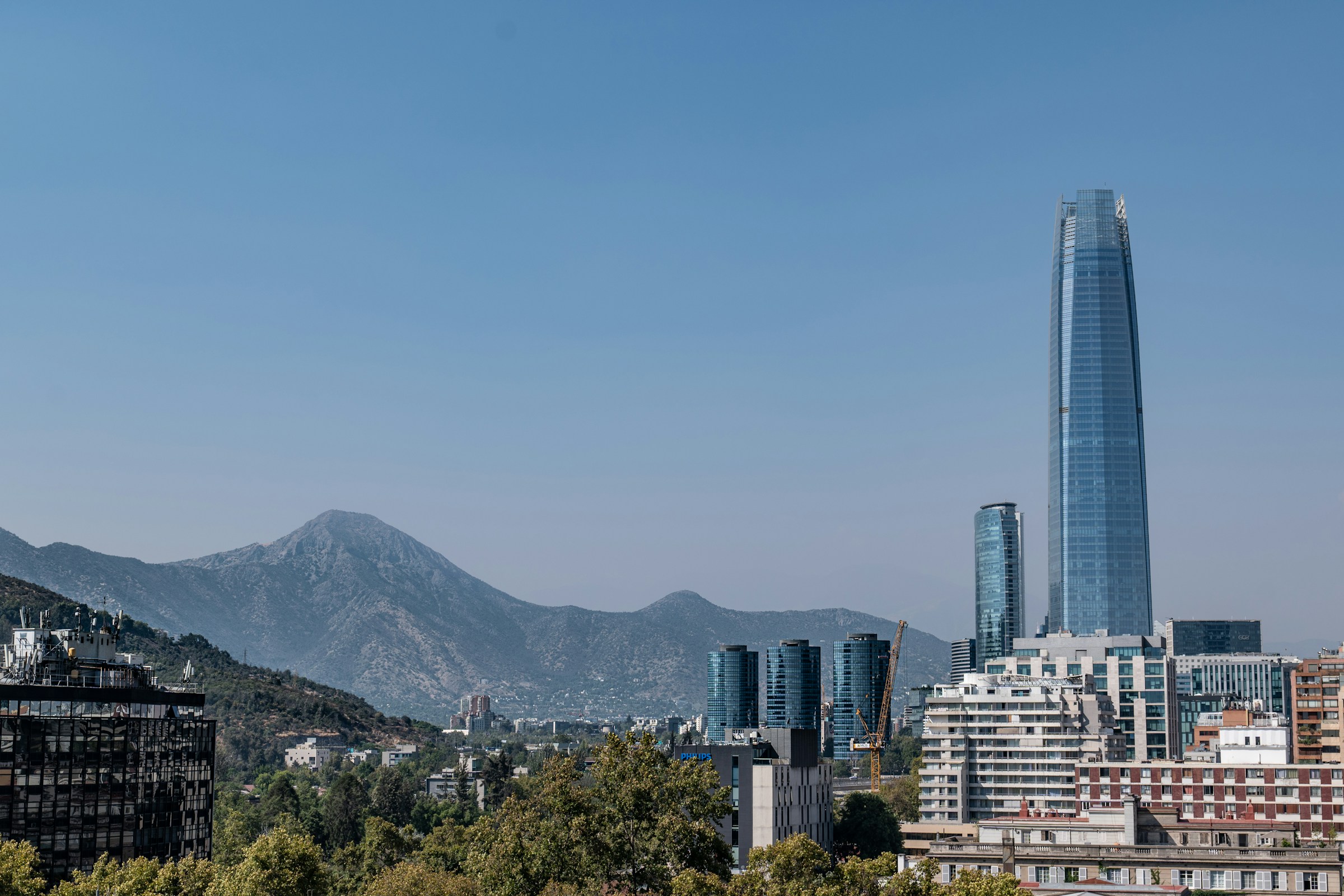 Santiago skyline beneath the Andes mountains